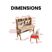 Load image into Gallery viewer, Height-Adjustable Study Table with Bookshelf & Tilting Desktop - Mr Nanyang