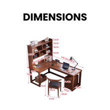 Load image into Gallery viewer, L-Shaped Solid Wood Study Table with Bookshelf for Students & Home Office