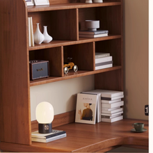Load image into Gallery viewer, L-Shaped Solid Wood Study Table with Bookshelf for Students & Home Office - Mr Nanyang