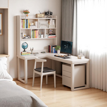 Load image into Gallery viewer, L-Shaped Solid Wood Study Table with Bookshelf for Students & Home Office - Mr Nanyang