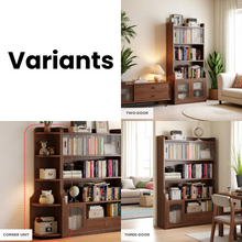 Load image into Gallery viewer, Modular Wood Bookshelf - 3-Piece Glass Door System - Mr Nanyang