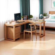 Load image into Gallery viewer, L-Shaped Eco-Friendly Solid Wood Study &amp; Home Office Table - Mr Nanyang