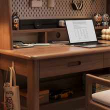 Load image into Gallery viewer, Solid Wood Study Table with Bookshelf and Pegboard Organizer Singapore