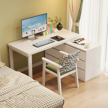 Load image into Gallery viewer, Solid Wood Study Desk Singapore | Nordic L-Shape Table with Cabinet