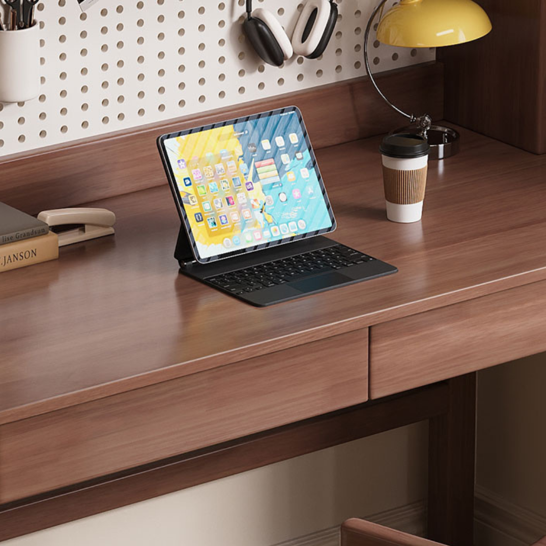 Swan Study Table Space-Saver Solid Wood Study Table with Bookshelf - Mr Nanyang