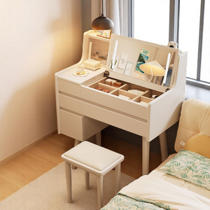 Compact Wooden Dressing Table with Vanity Mirror & Drawers - Mr Nanyang