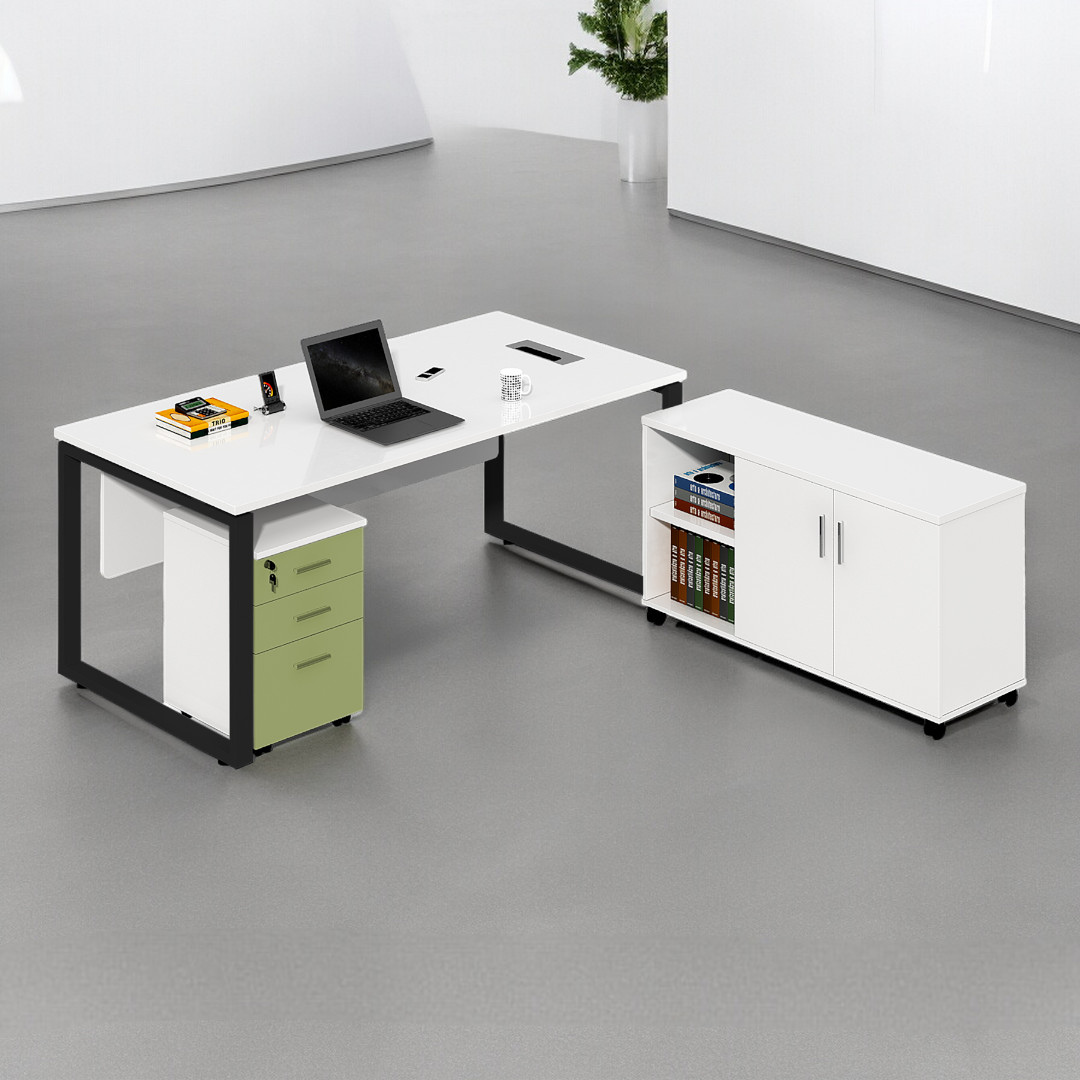 Modern Office Table with Side Cabinet - Mr Nanyang
