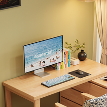 Load image into Gallery viewer, Solid Wood Study Desk Singapore | Nordic L-Shape Table with Cabinet