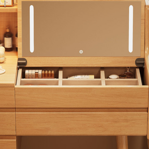 Compact Wooden Dressing Table with Vanity Mirror & Drawers - Mr Nanyang