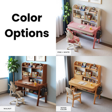 Load image into Gallery viewer, Solid Wood Adjustable Height Kids Desk with Storage - Mr Nanyang