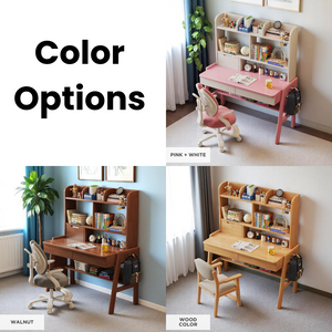 Solid Wood Adjustable Height Kids Desk with Storage - Mr Nanyang