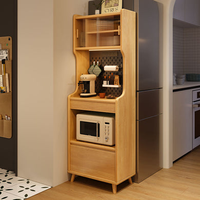 Modern Solid Wood Tall Sideboard Cabinet-Multi-Tier