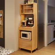 Modern Solid Wood Tall Sideboard Cabinet-Multi-Tier