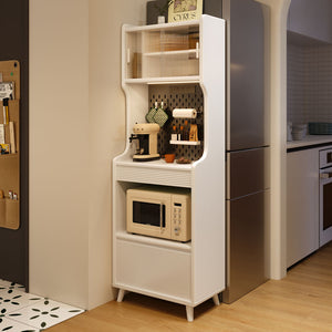 Modern Solid Wood Tall Sideboard Cabinet-Multi-Tier