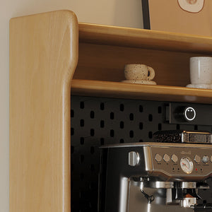 Solid Wood Sideboard Cabinet with Coffee Bar