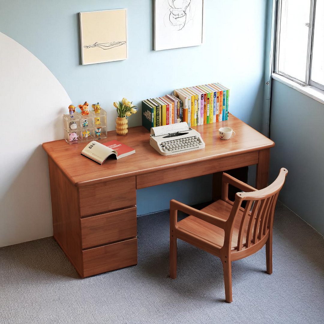 Modern Solid Wood StudyTable with 3-Drawer - Mr Nanyang