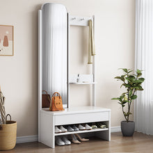 Load image into Gallery viewer, Solid Wood Clothes Rack with Mirror and Shoe Storage