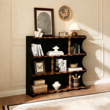 Load image into Gallery viewer, Solid Wood Bookcase Singapore – Vintage French 4-Tier Open Display Shelf