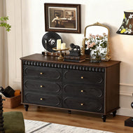 Wide Dresser Singapore – 6-Drawer Solid Wood Double Chest for Master Bedrooms