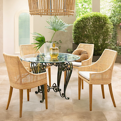 Sarabah Solid Teak Rattan Dining Armchair - Mr Nanyang