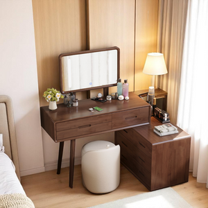 Wooden Vanity Table Set with LED Mirror - Multi-Functional - Mr Nanyang