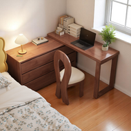 L-Shaped Solid Wood Dressing Table Corner Vanity with 6 Drawers - Mr Nanyang