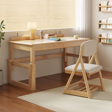 Height-Adjustable Kids Solid Wooden Table