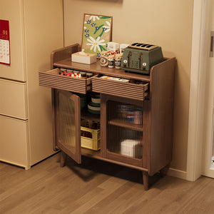 Scandinavian Solid Wood Compact Sideboard Cabinet