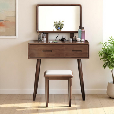 Modern Vanity Table Set - LED Mirror with Storage & Stool - Mr Nanyang