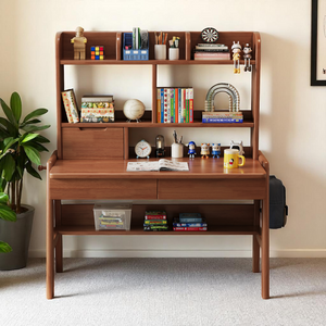 Solid Wood Adjustable Height Kids Desk with Storage - Mr Nanyang