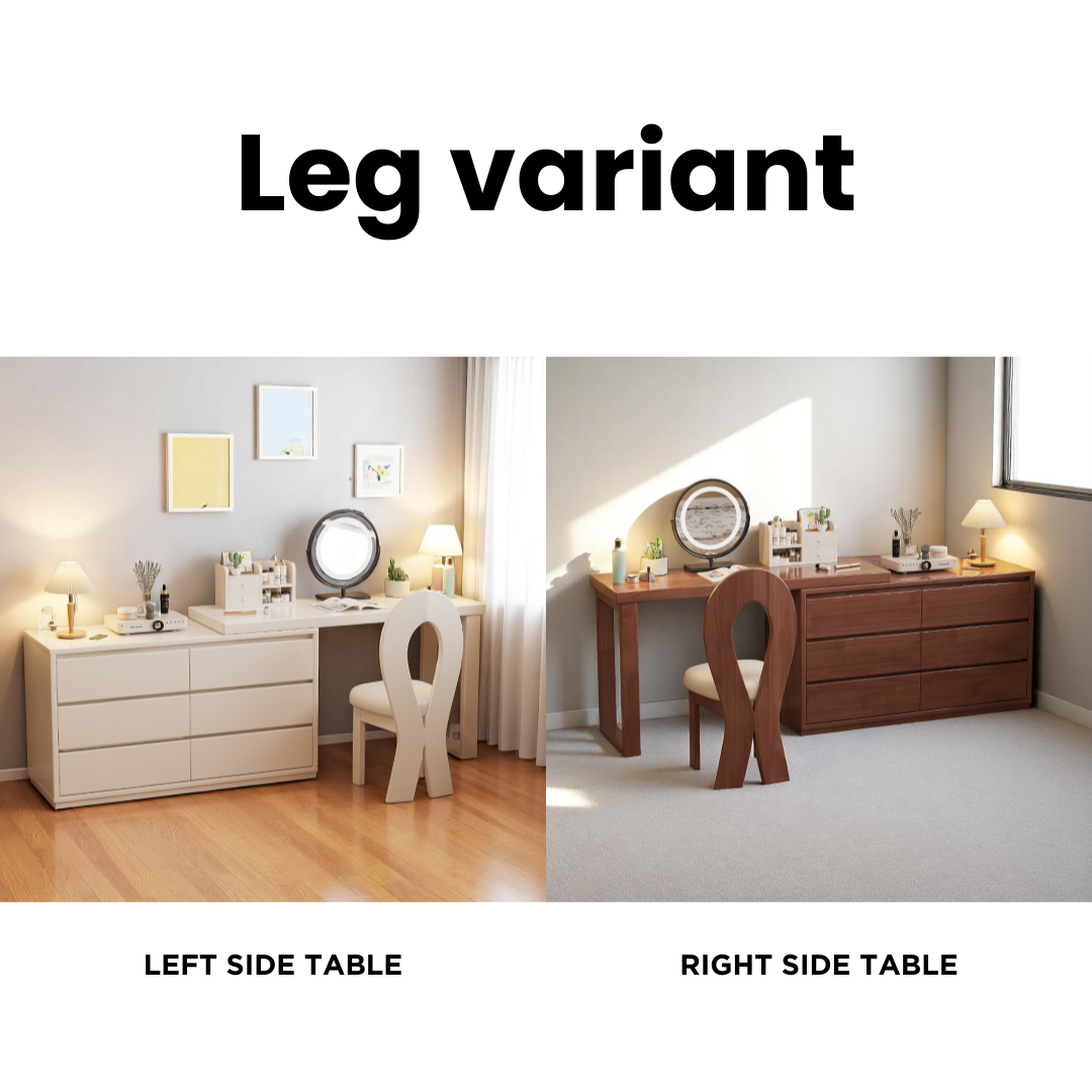 L-Shaped Solid Wood Dressing Table: 6 Drawer Design L-Shaped Solid Wood Dressing Table: 6 Drawer Design