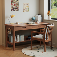 Solid Wood Study Table with Drawers and Shelf Singapore