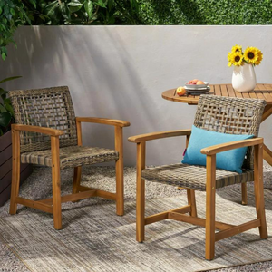 FinleyPatio Solid Teak Rattan Lounge Armchair - Mr Nanyang