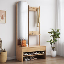 Load image into Gallery viewer, Solid Wood Clothes Rack with Mirror and Shoe Storage