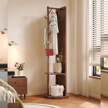 Load image into Gallery viewer, Standing_Mirror_Clothes_Rack_Rotating_SolidWood_Design_with_Hooks