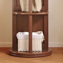Load image into Gallery viewer, Standing Mirror Clothes Rack - Rotating Solid Wood Design with Hooks