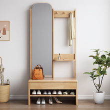 Load image into Gallery viewer, Solid Wood Clothes Rack with Mirror and Shoe Storage