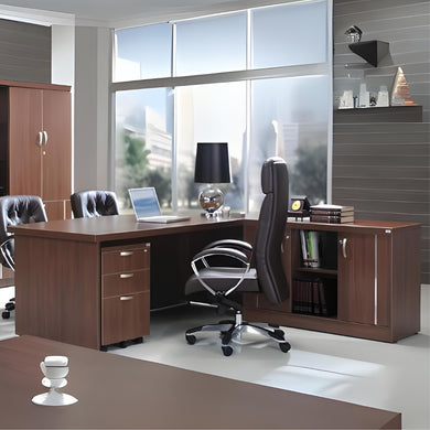 Signature Executive L-Shaped Table with Cabinet - Mr Nanyang