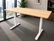 Load image into Gallery viewer, Natural Finish solid rubberwood adjustable study table in a home study