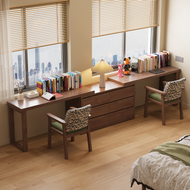 Double Solid Wood Study Table with Drawers