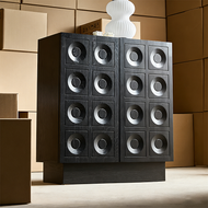 Carmen Vinyl Tall Sideboard Cabinet – Art Deco Solid Wood Storage