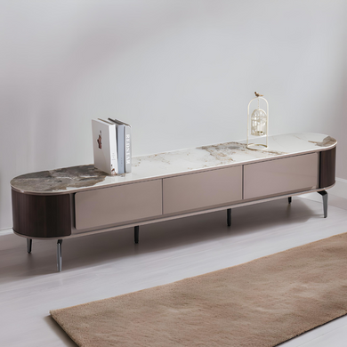 Modern Roundrect Sintered Stone TV Console - Mr Nanyang