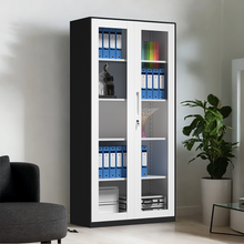 Load image into Gallery viewer, Sleek Metal and Glass Cabinet with Swing Door - Mr Nanyang