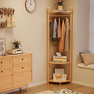 Corner Clothes Rack - Solid Wood Triangle Hanging Organiser