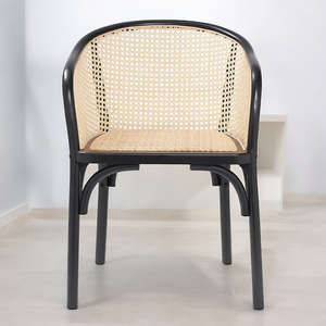 Barrel Solid Teak Rattan Dining Armchair - Mr Nanyang