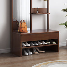 Load image into Gallery viewer, Solid Wood Clothes Rack with Mirror and Shoe Storage