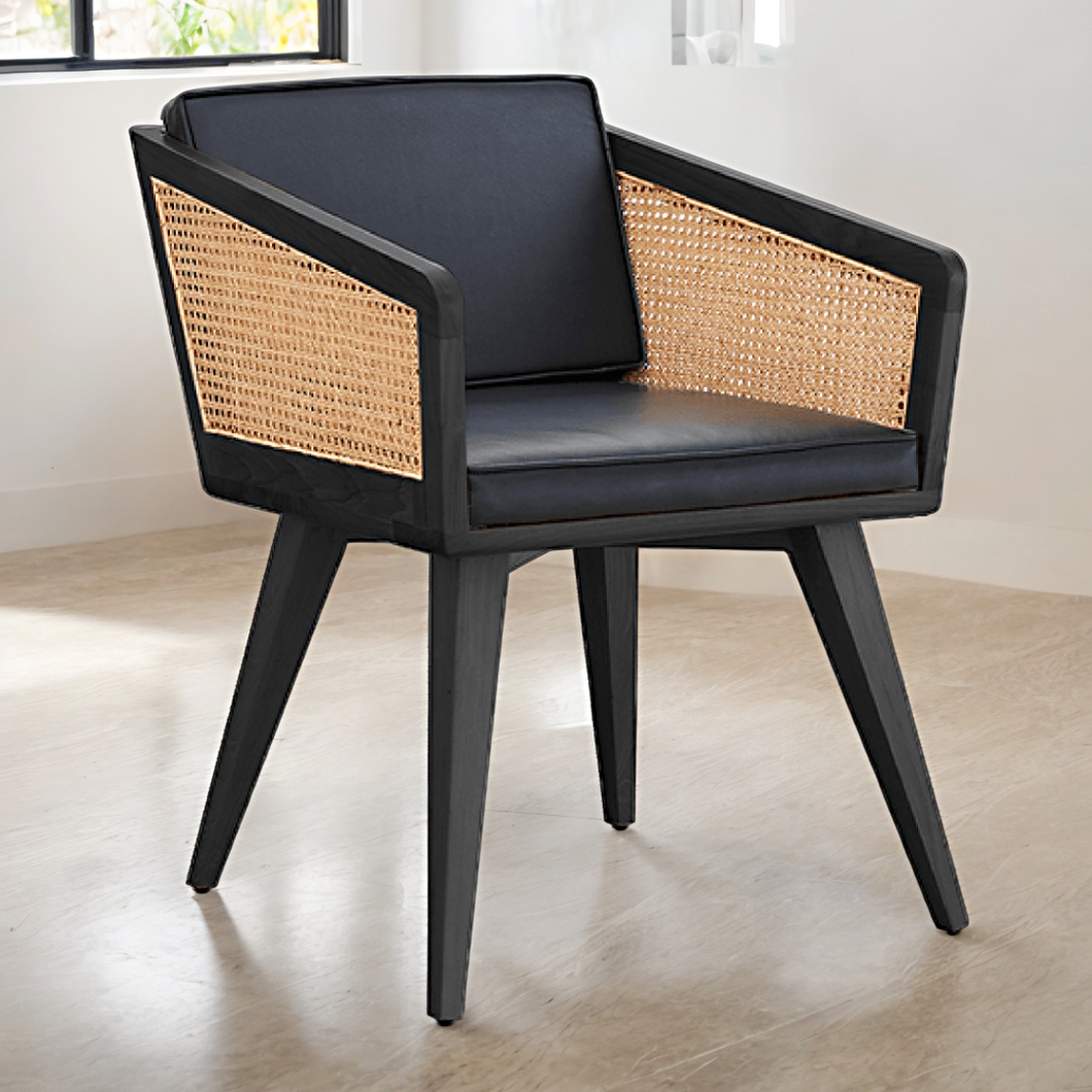 Jay Solid Teak Rattan Dining Armchair - Mr Nanyang