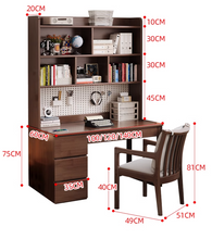 Load image into Gallery viewer, Modern Solid Wood Study Table with 3-Drawer and Bookshelf