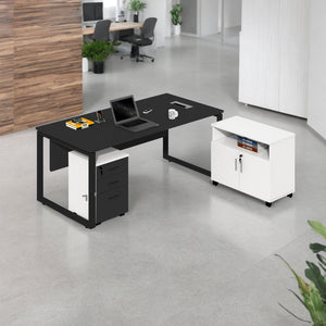 Contemporary Office Table with Side Cabinet - Mr Nanyang