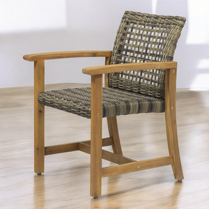 FinleyPatio Solid Teak Rattan Lounge Armchair - Mr Nanyang